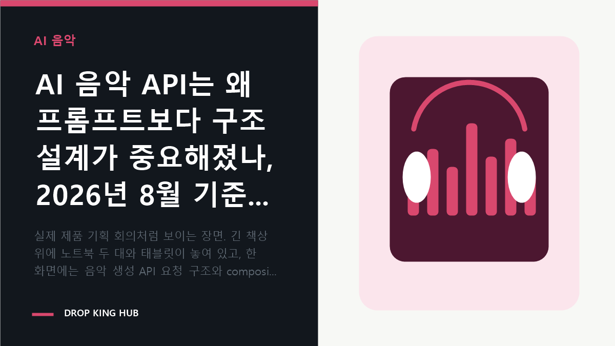 음악 생성 API 구조와 사운드 레퍼런스를 비교하며 AI 음악 워크플로를 설계하는 작업 장면