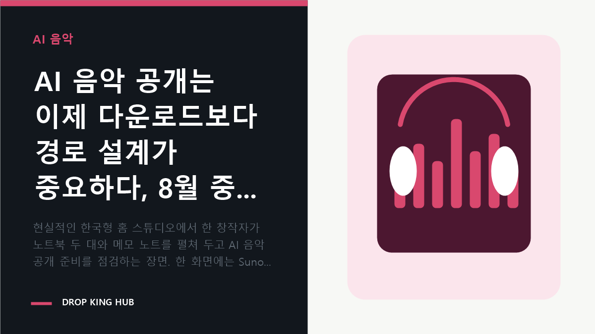창작자가 AI 음악 공개 전 Suno와 YouTube 유통 체크리스트를 함께 점검하는 모습