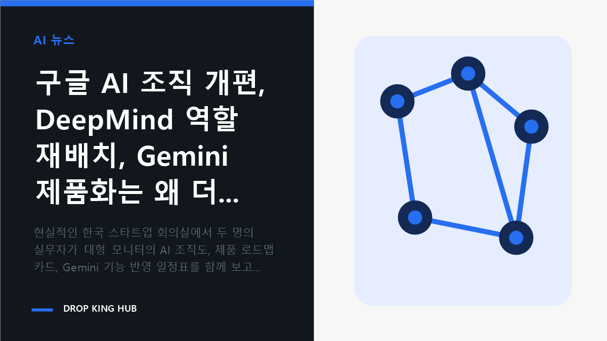 실무자들이 구글 AI 조직 개편과 Gemini 제품 일정표를 검토하는 회의 장면